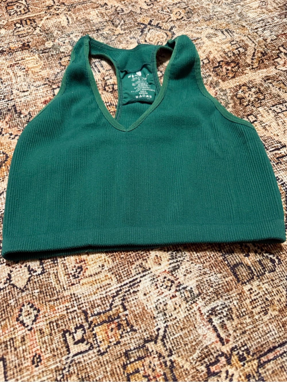 Green ribbed cropped top